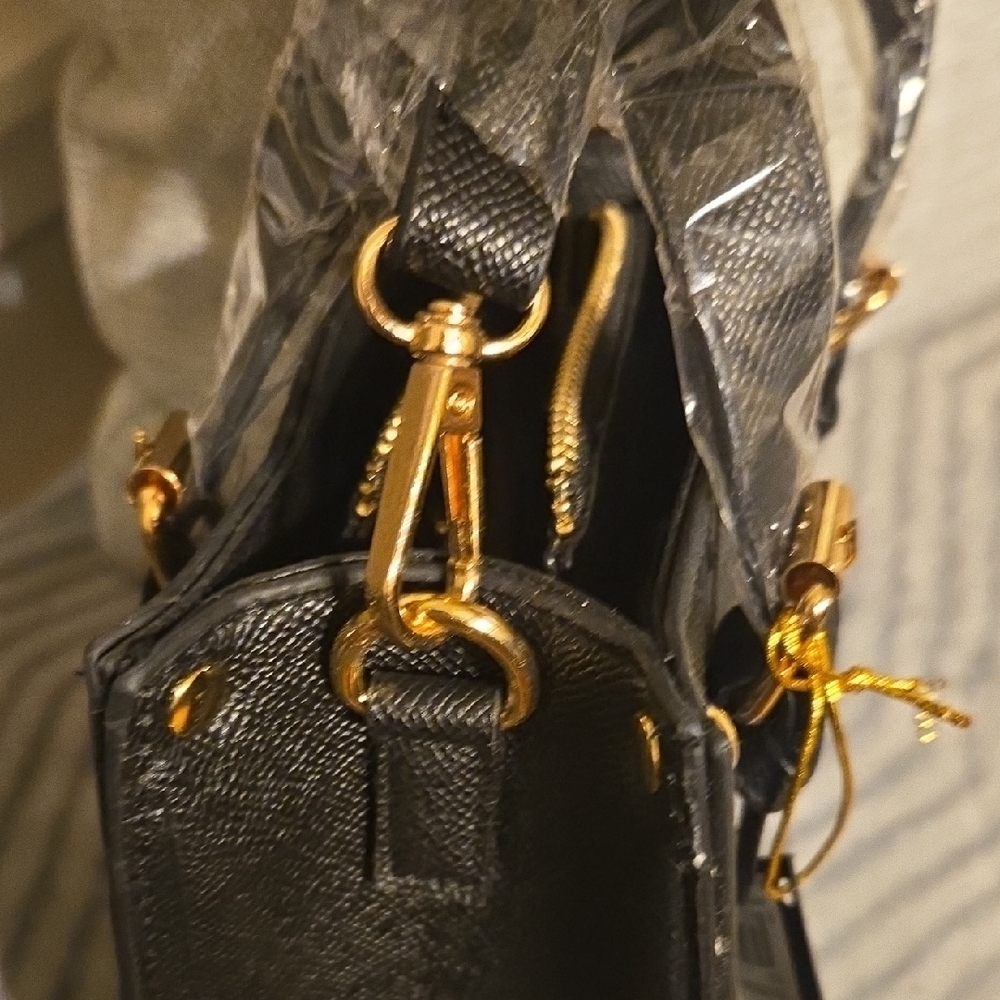 Bebe Black Satchel with Gold Accents đź–¤ NEW - Picture 5 of 9